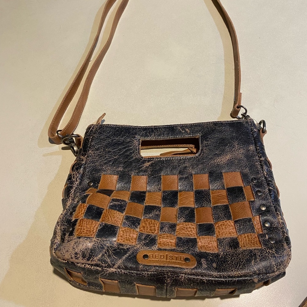Bed Stu distressed purse. Handles & shoulder strap. 3 inside compartments